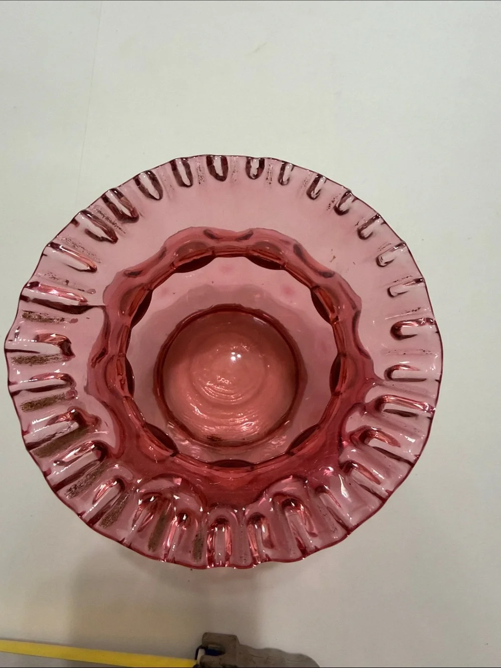 Pink Ruffled Glass Vase - Elegant Home Accent